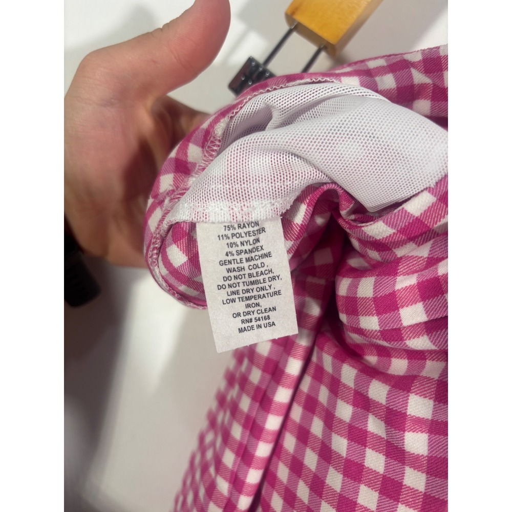 Preppy Gingham Elliott Lauren Ankle Pants Women 4 Pink - Picture 5 of 7